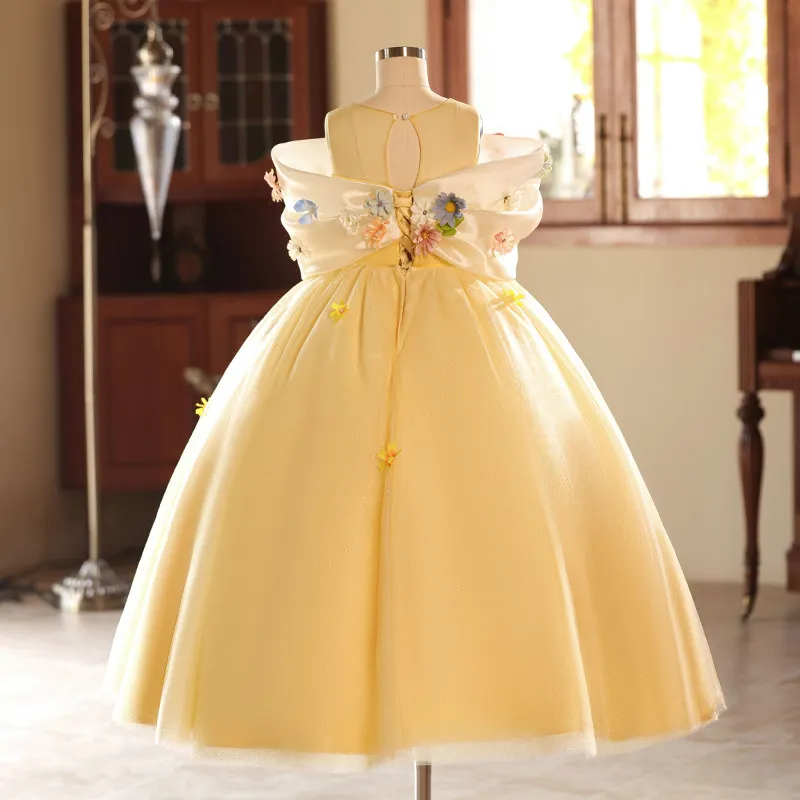 

Custom Flower Girl Dress Wedding Dress Birthday Party Dress Floral Off Shoulder Princess Gown Tulle Pageant Formal Dress for