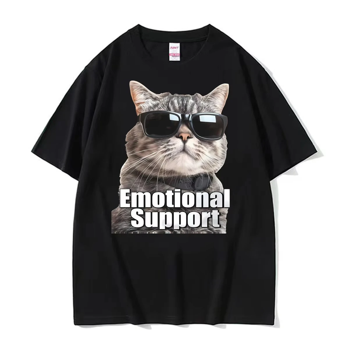 Funny Cat Emotional SupportS Cool with Sunglasses T Shirt  Women Vintage Trend T-shirt Casual Oversized High Quality T Shirts