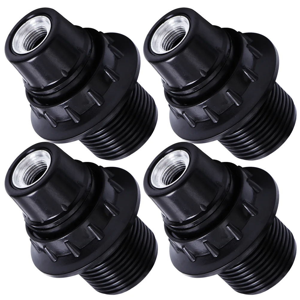 4 Pcs E14 Aluminum Cover Bakelite Lamp Holder Screw Self-locking Half-thread (4pcs) Bulb Light Base Plastic Socket