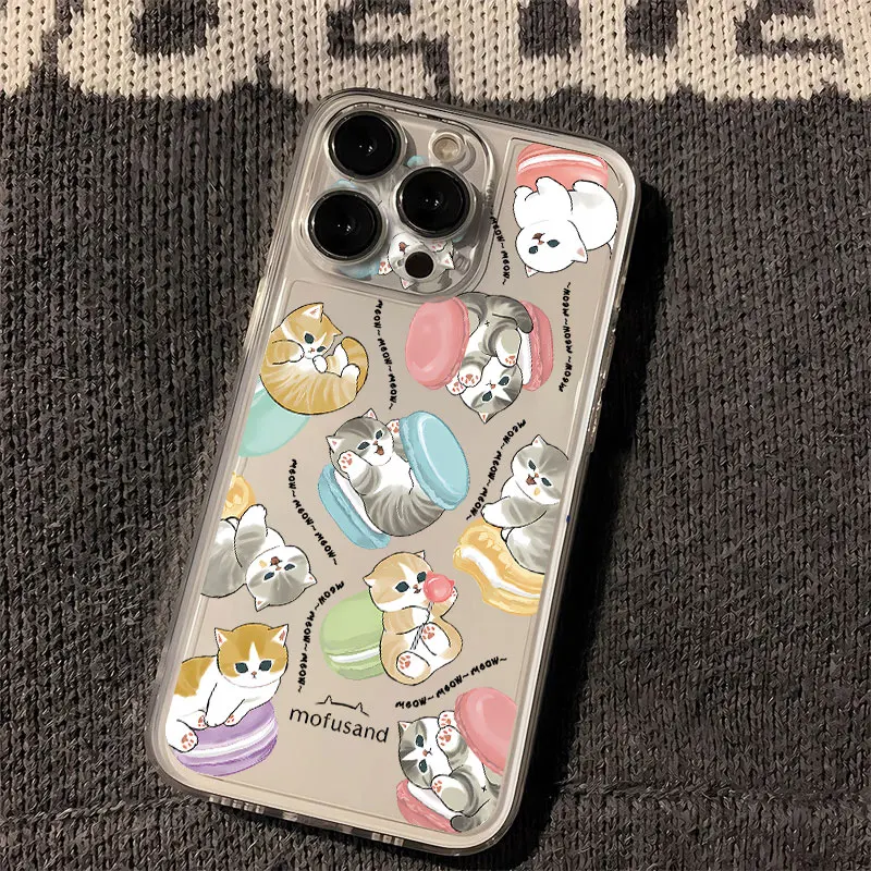 Cute M-Mofusands cat Phone Case For iPhone 16 15 14 13 12 11 Mini Pro Max X XR XSMax 6S 6 7 8 Plus SE20 Transparent Cover image 3