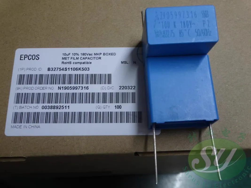 

EPCOS 10uf/180vAC 106 New 28MM film capacitor B32754S1106K