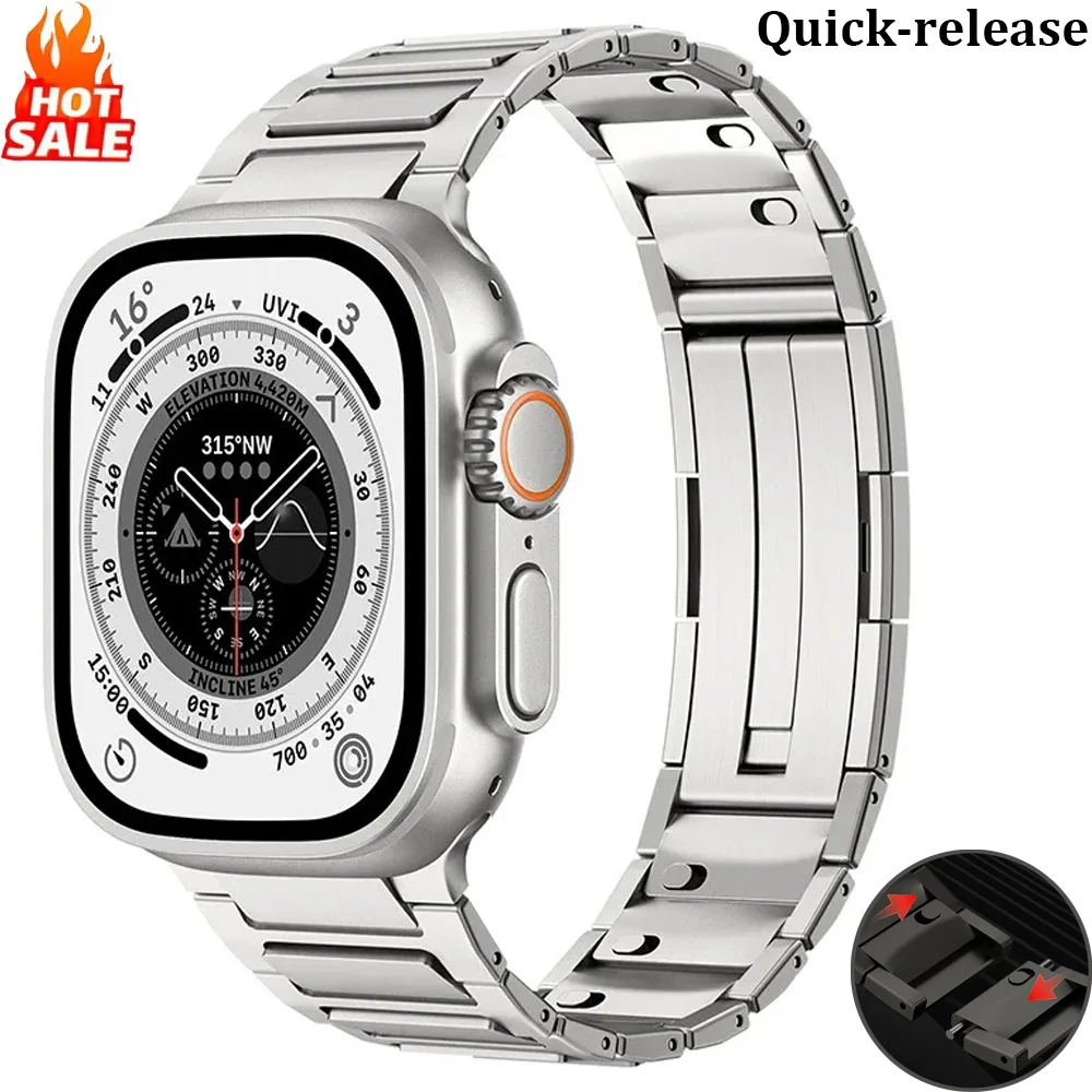 

Metal Strap For Apple Watch Ultra 3-2-1 49mm 11 10 46mm 42mm Quick-release Bracelet Belt iWatch 9 8 7 6 5 SE 45mm 44mm 41mm Band