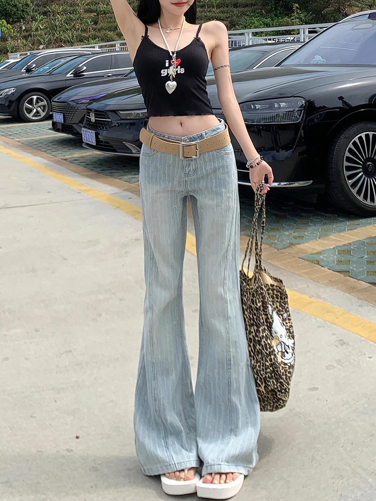 

Y2K Blue Summer Womens Jeans High Waist Vintage Straight Baggy Denim Pants Streetwear American Fashion Wide Leg Denim Trouser
