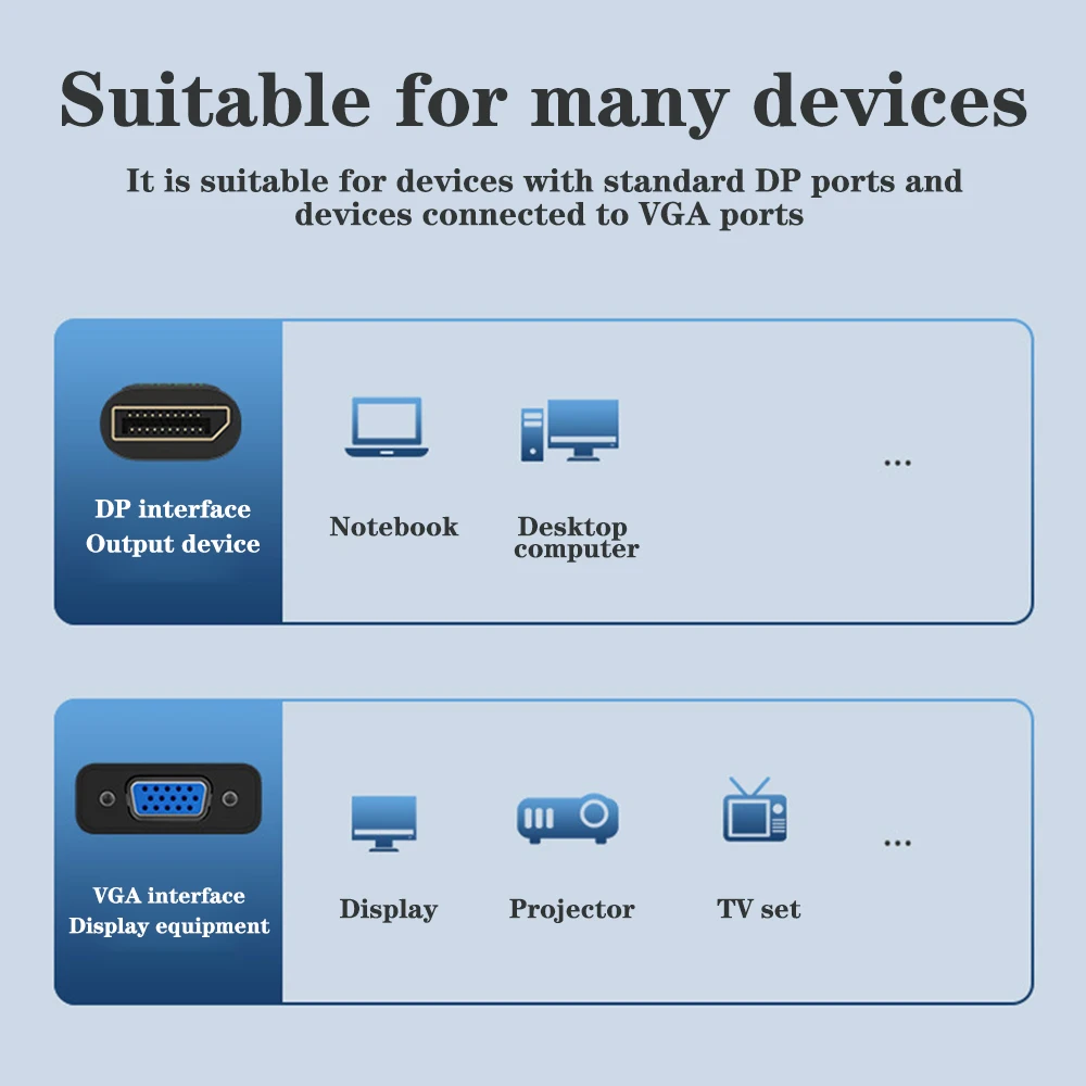 1080P DP To VGA Adapter Converter Cable DisplayPort To VGA Conversion Line For TV Box PC Computer Laptop Projector Monitor