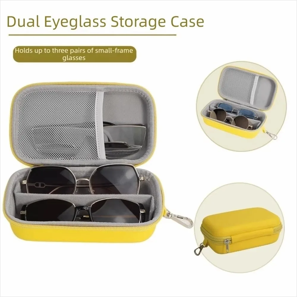 New Hard Shell Glasses Case Waterproof Shockproof Eyeglass Storage Box 2 In 1 Large Capacity Sunglasses Protective Case