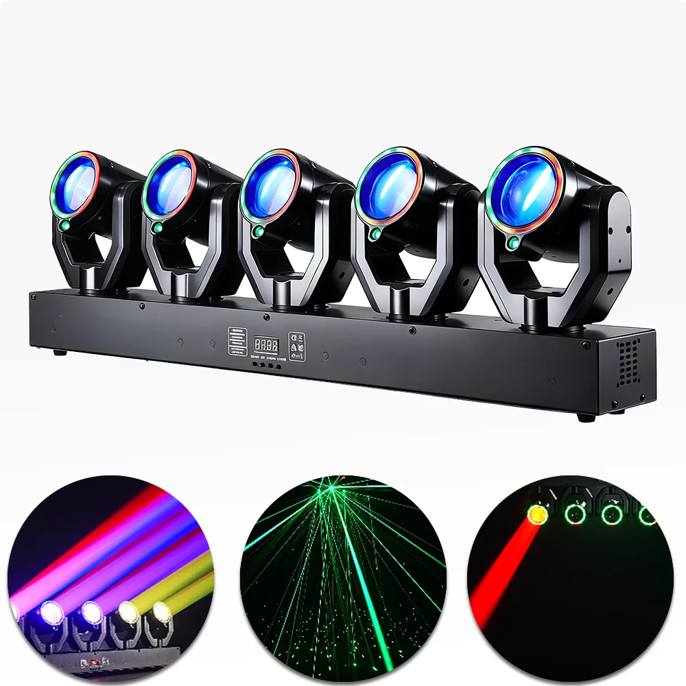 

5x30 Вт светодиодный RGBW луч с подвижной головкой и светодиодной диафрагмой, лазерный эффект, сценический свет DMX512 для DJ, дискотеки, вечеринки, свадьбы, бара, клуба