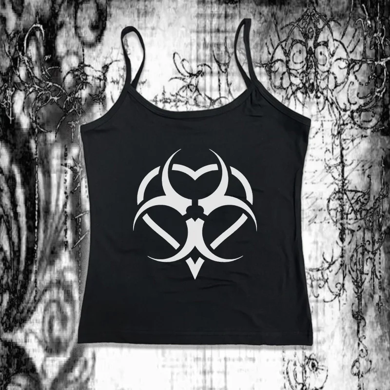 2000s Vintage Punk Tank Top Gothic Y2k Streetwear Sleeveless Corset Summer Women Clothes Sexys Camis Graphic T Shirts Crop Tops