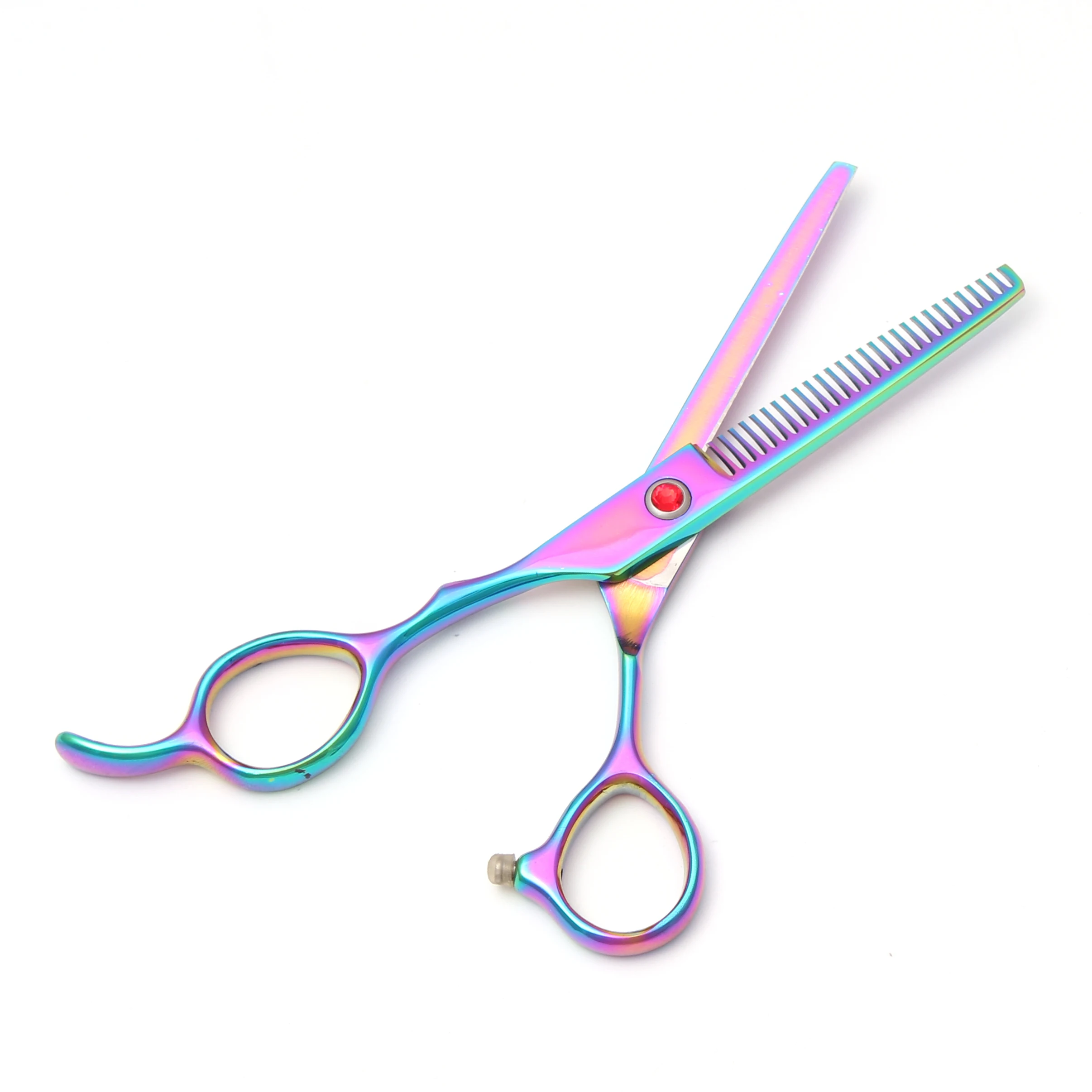 Friseurschere für Linkshänder 5,5 Zoll JP Edelstahl Regenbogen-Haarschere Friseursalon Effilierschere C8000 – Detail 6