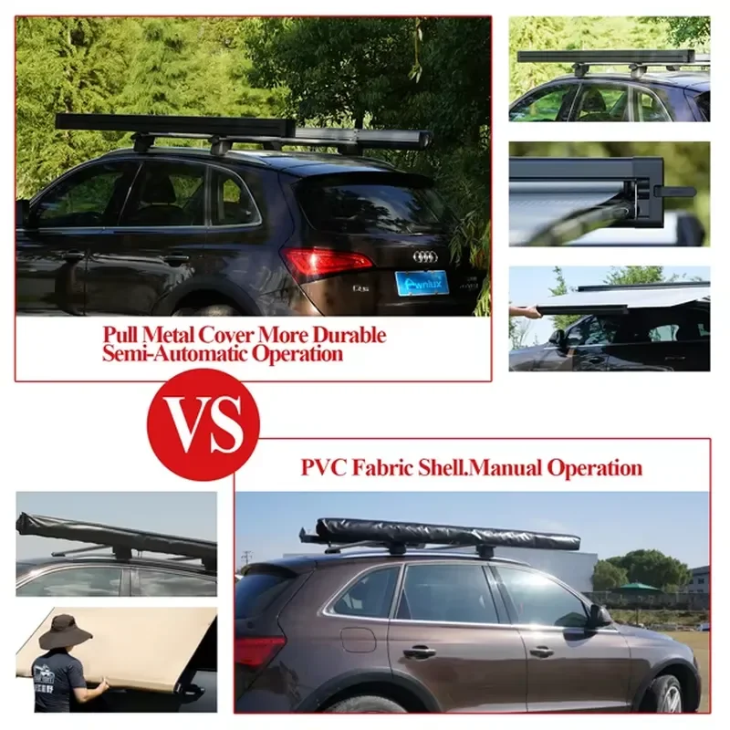 Awnlux Retractable 2.5X2.5M 4X4 Accessories Outdoor Travel Aluminum SUV Car Side Awning for Camper view 4