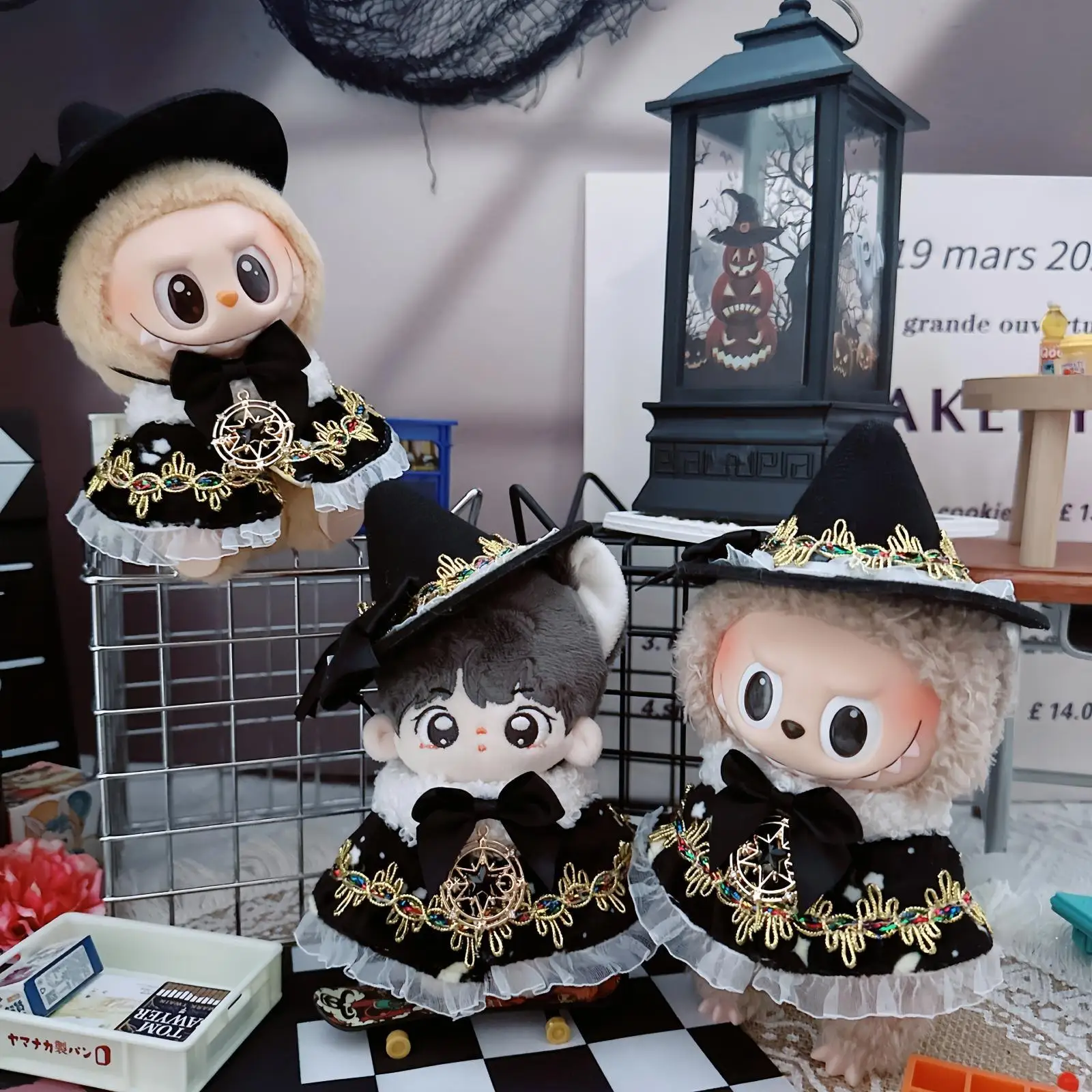 15/17cm Labubu Clothes First And Second Generation Labubu Halloween Magic Code Shawl Hat Changing Outfit Labubu Accessories