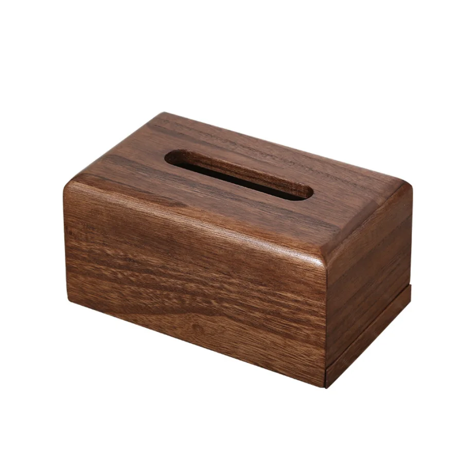 hot saltWood Craft Facial Tissue Box Cover Wooden Natural Tissue Paper Container Walnut Wood