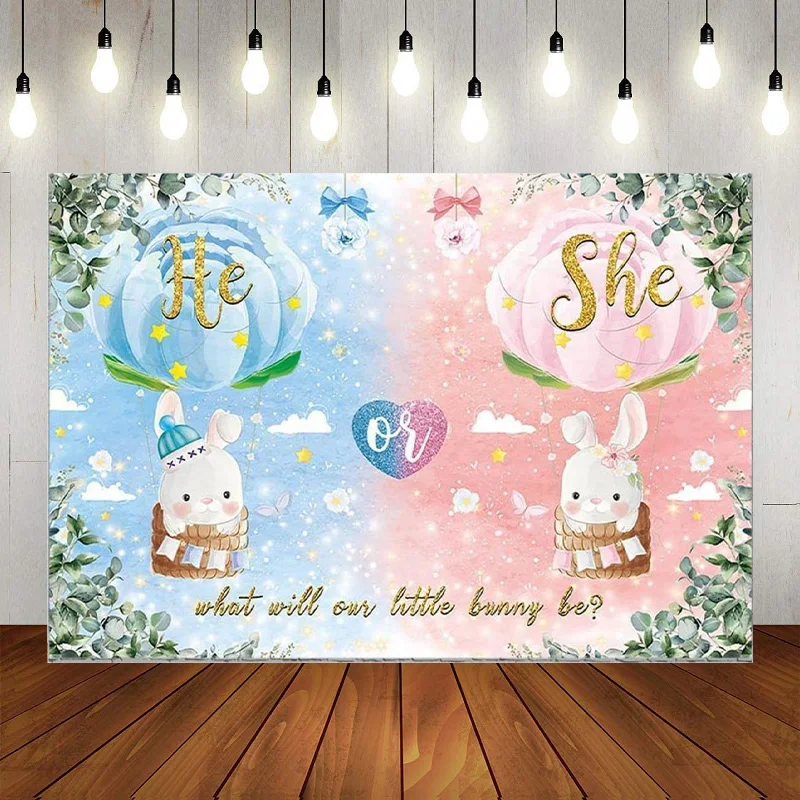 

Gender Reveal Backdrop He Or She Boy Or Girl Baby Shower Party Decorations Supplies Balloon Pink Blue Photography Background