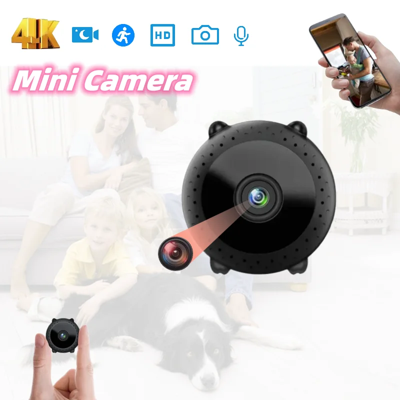 Minicámara 4K 1080P HD Wifi, cámara web IP inteligente para el hogar, monitoreo remoto, cámara de acción, visión nocturna magnética Invisible