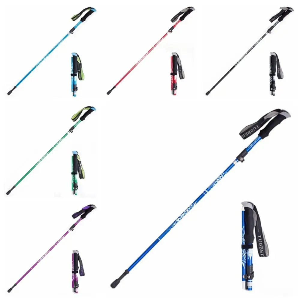 5 Section Camping Walking Hiking Stick Folding Ultralight Telescopic Climbing Poles Carbon Fiber Anti-skid Hiking