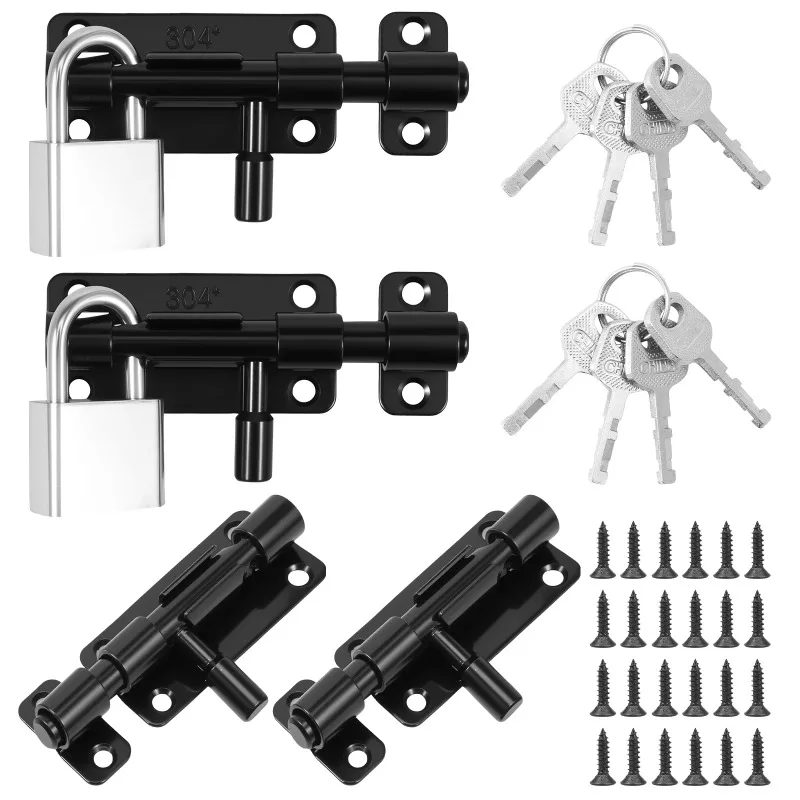 

Stainless Stee Slide Gate Bolt Coated Latch Lock Gate Latch with Keys Heavy Duty Sliding Door Lock for Gate Barn Fences
