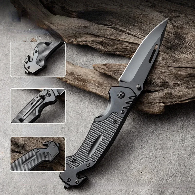 Outdoor Stainless Steel Folding Knife High Hardness Portable EDC Camping Pocket Knife Hiking Travel Self Defense Survival Knife