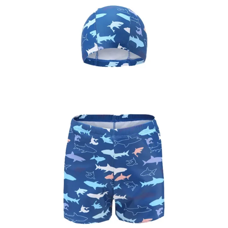 Children Boys Swim Trunks+Hat Suit Baby Swimwear Quick Drying Cute Toddler Cartoon Beach Boxer Shorts Kids Boy Swimming Swimsuit