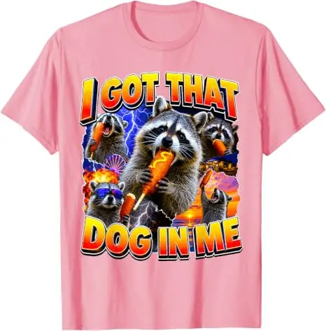 Ich habe diesen Hund in mir, ein Waschbär frisst einen Corn Dog, Bootleg, Vaterwitz, T-Shirt, Y2k, Food Art, Hotdog-Liebhaber, Grafikbekleidung, Damen, Herren, Neuheit – Detail 6