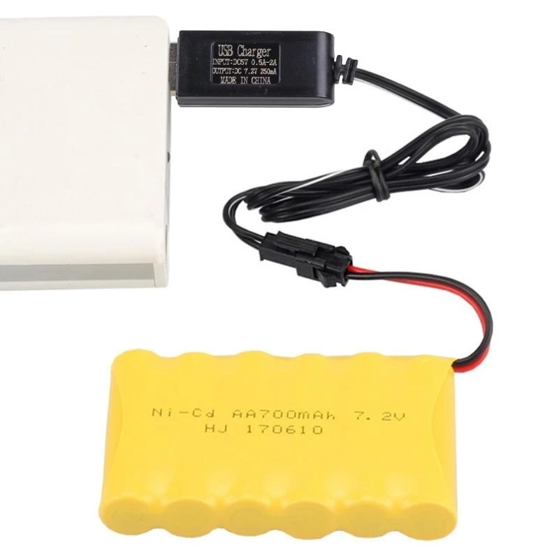 USB Power Cable 7.2V 250mA Output Ni-Cd Ni-Mh Battery Pack USB Charging Cable Plug for RC