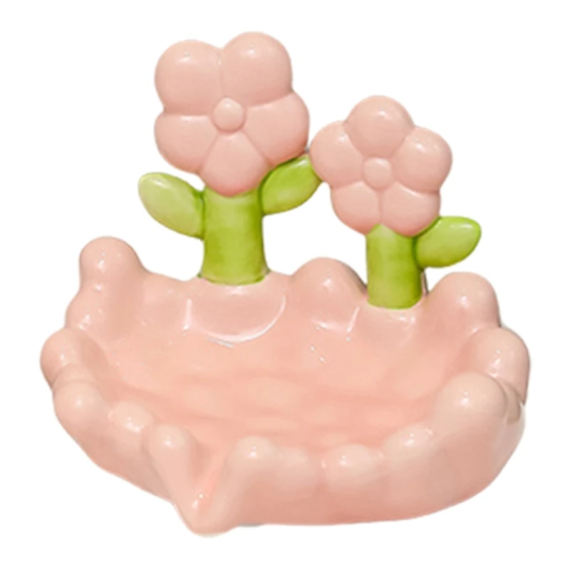 Elegant Ceramic Flower Soap Dish, NonSlip Base, Soap Rack Soap Container Soap Holder Waterproof Bathroom Accessories