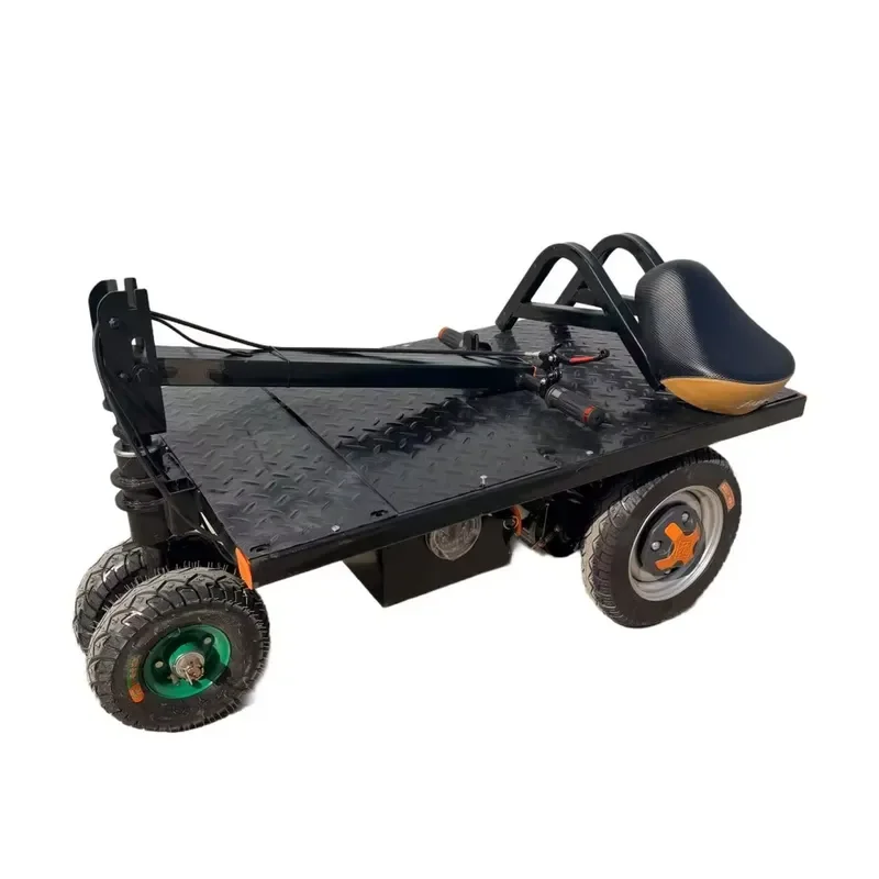 Portable Electric Platform Trolley Cart Foldable Handlebar Four-Wheel 1000W 500kg Yellow for Shopping Industrial Use OEM