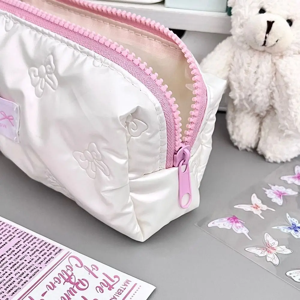 New Bowknot Pencil Case Large Capacity Multi-function Pen Bag Soft Gift Stationery Bag