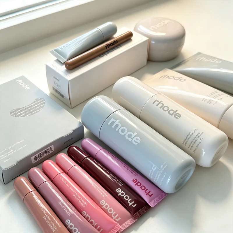 Masque facial à la caféine Rhode, patchs pour les yeux, lait éclaircissant, nettoyant doux, ensemble de soins de la peau, gloss à lèvres saveur toast espresso framboise, coffret