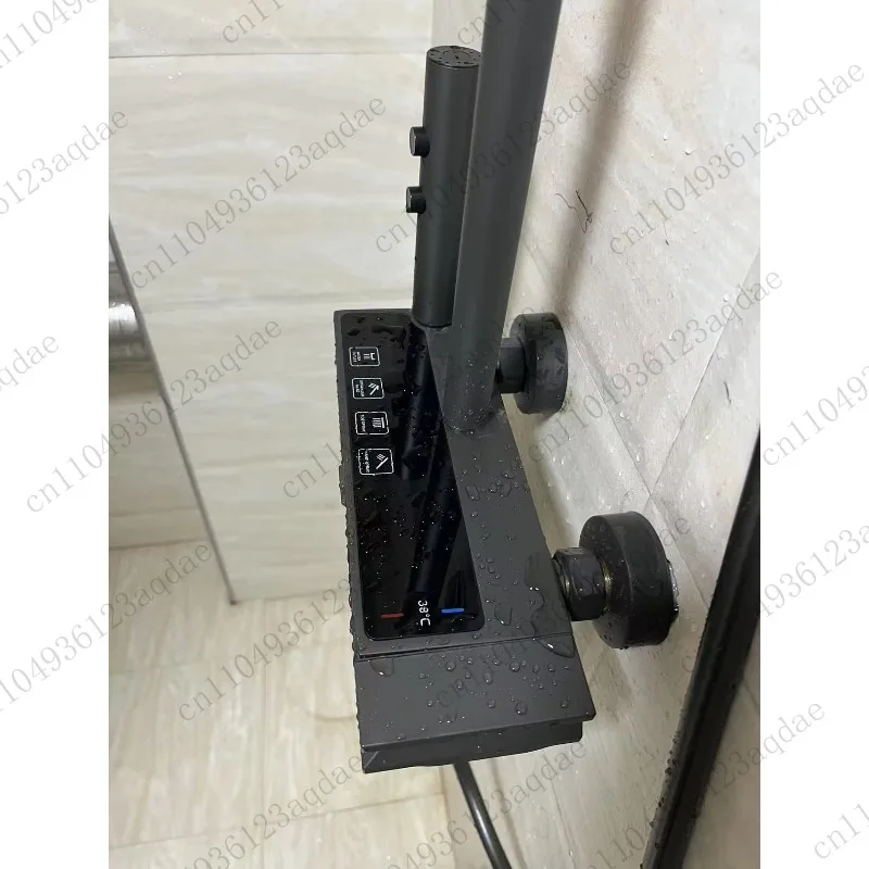 Shower Set Brass Shower Suite Bathroom Brass Shower Faucet Set Temperature Display Ambient Lighting Hot & Cold Water