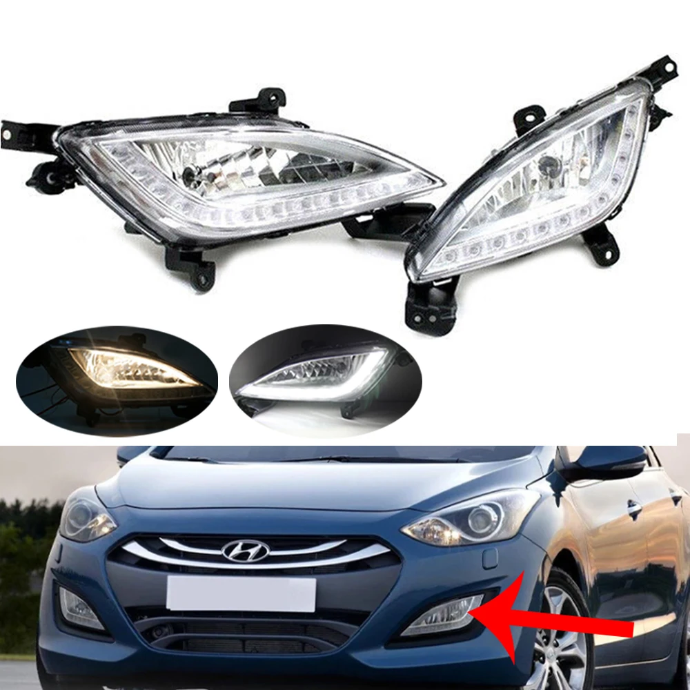 

Car DRL LED Fog Lamp For Hyundai Elantra GT I30 2012 2013 2014 2015 2016 Front Bumper Fog Light LED Daytime Running Lights