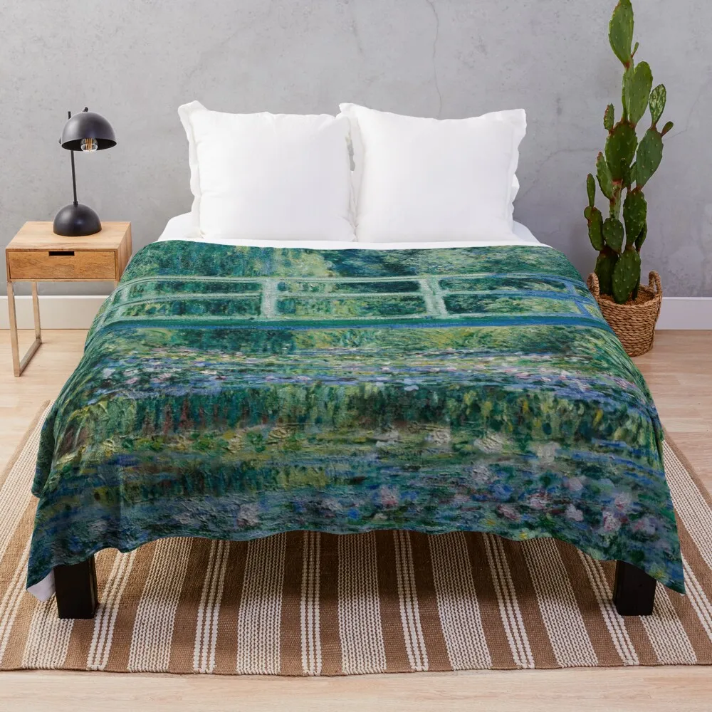 

Claude Monet - Water Lilies and Japanese Bridge Throw Blanket Fluffy Shaggy Blanket Soft Big Blanket Single Blanket bed plaid