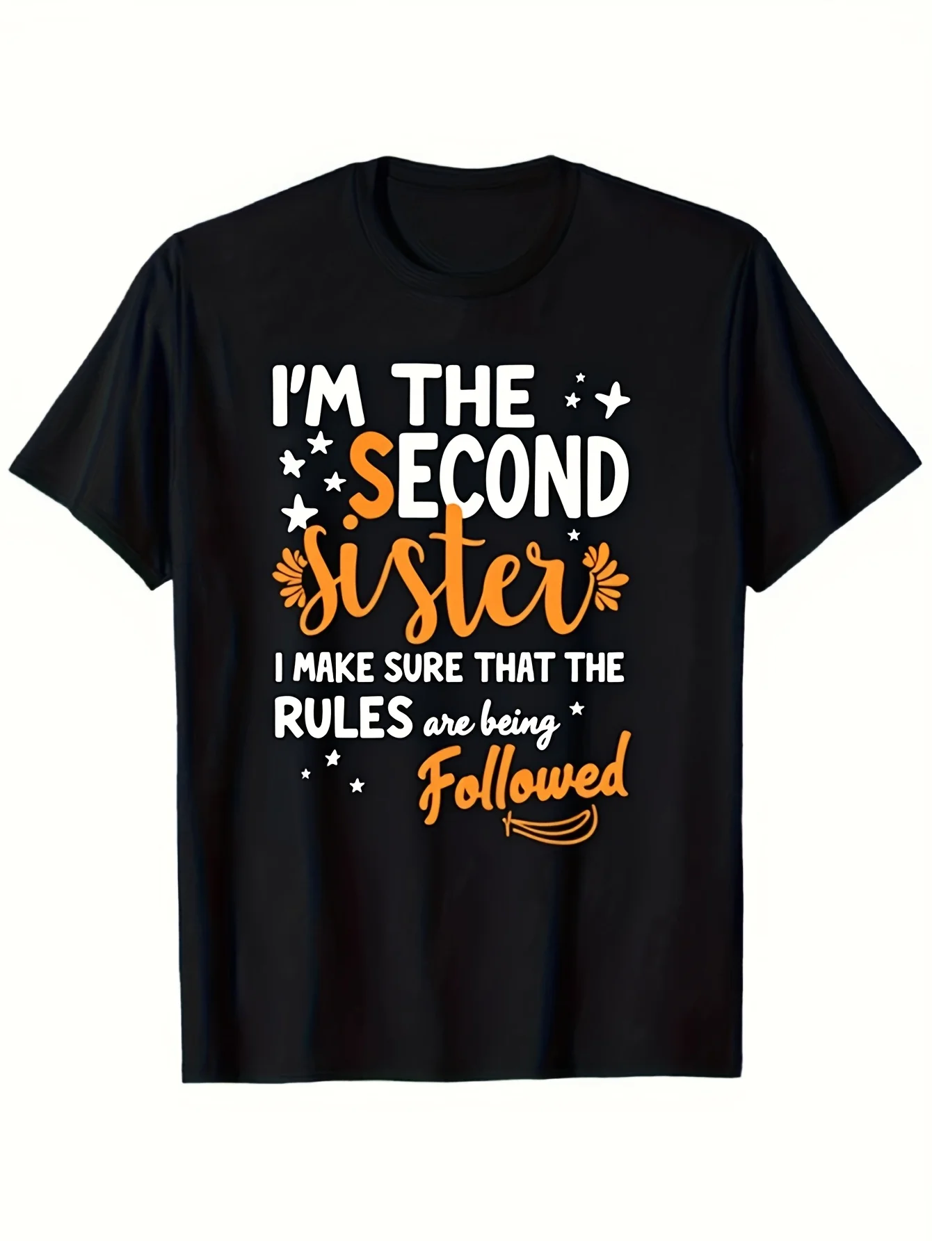 Men'  Women' Retro Sibling Humor T-Shirt - Funny Second Sister Crew Neck Tee Suitable for Sisters  Brothers, Lightweight 180 Comfort Fit, All-Season Casual Gift for Casual Attire,  Family Present for