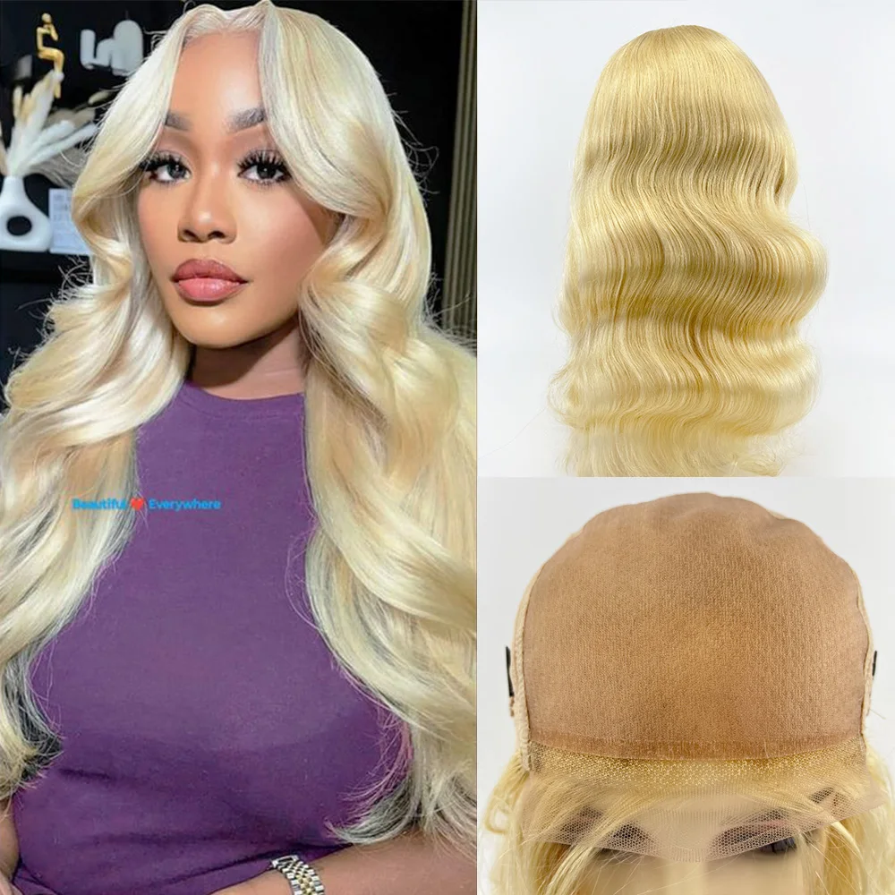 5x5'' Closure Wig Human Hair Silk Top Light Blonde Body Wave Virgin European Hair Silk Base #613 Natural Hairline with Baby hair