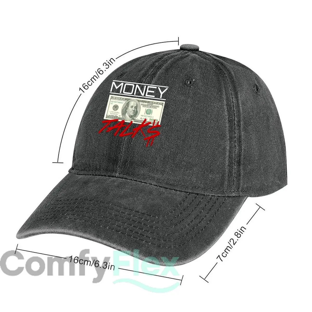 Money Talks The Language of Wealth Washed Baseball Cap Casual Dad Hat Outdoor For Men's And Women's Hip Hop