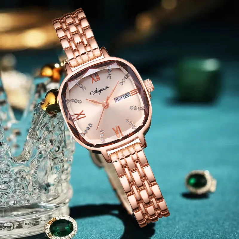 Niche INS นาฬิกาที่ขายดีที่สุดดูแฟชั่นของผู้หญิงสไตล์ต่างประเทศที่เรียบง่ายเยาวชนเทพธิดาเล็ก