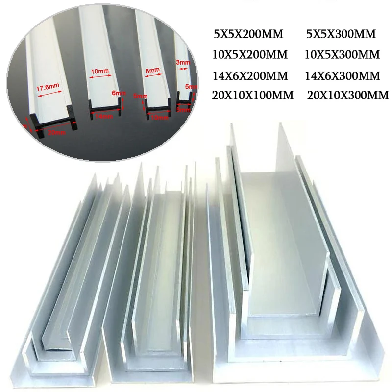 1/3/5 قطعة قوس الألومنيوم U-قناة ، 100 مللي متر 200 مللي متر 300 مللي متر 400 مللي متر إطار ذاتي الصنع السكك الحديدية ، فتحة بطاقة دليل الزجاج ، سيارة روبوت نموذج Bracke #3