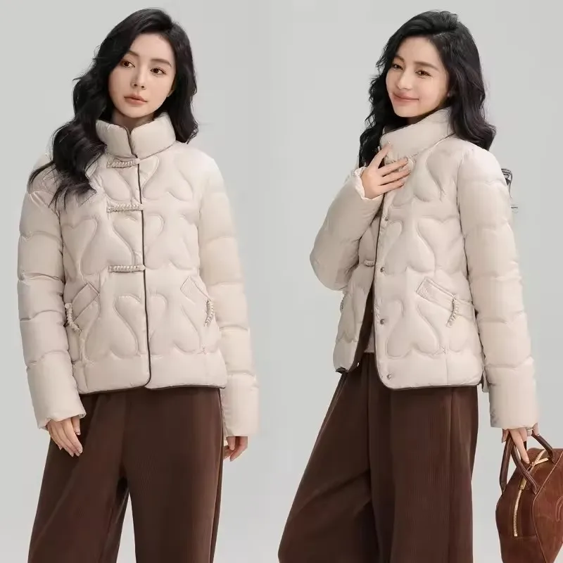 Frauen Winter Jacke 2025, Neue Kurze Stehkragen Parkas Weibliche Unten Baumwolle Jacken Casual Warme Outwear Weibliche Stepp Mantel