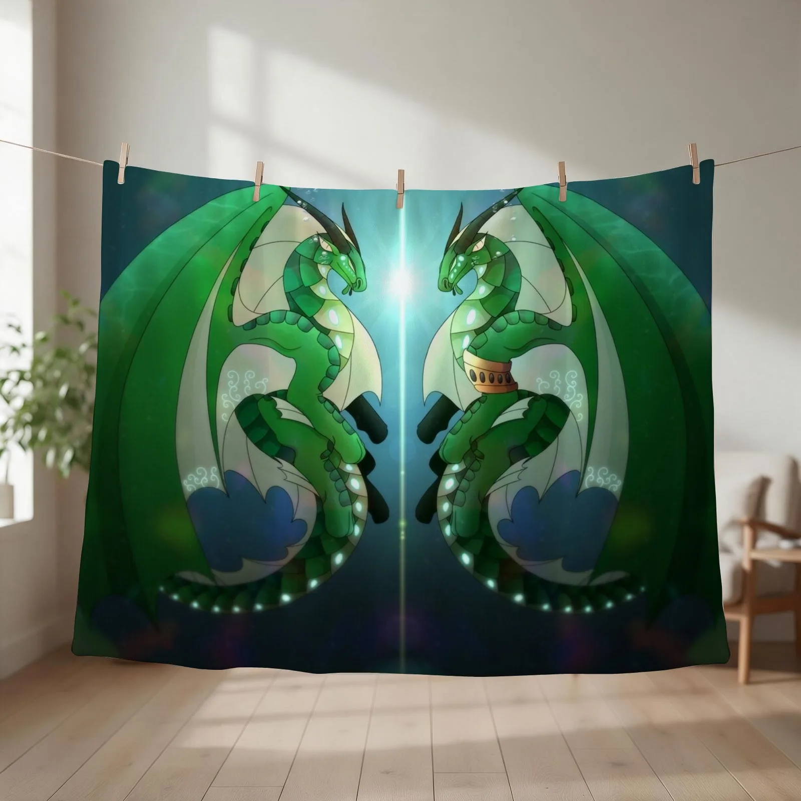 Wings of Fire - Fathom and Turtle Throw Blanket Bed covers Luxury cosplay anime Plaid Blankets