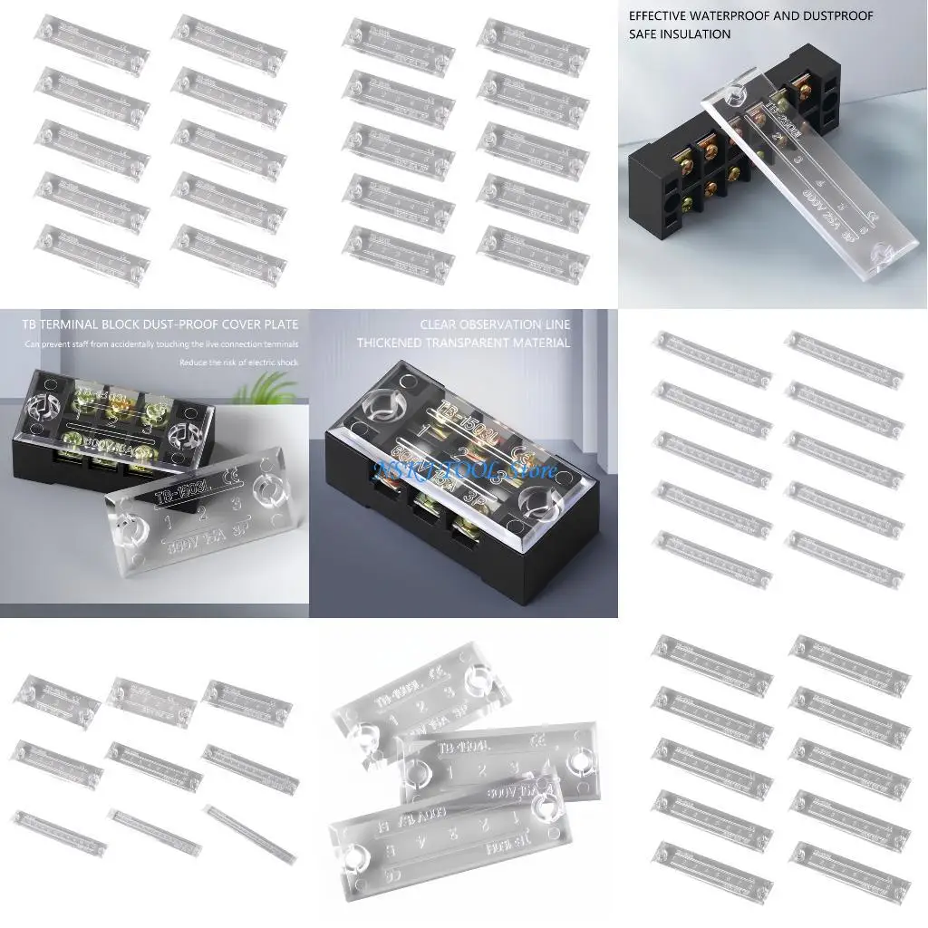 L8RC 10 قطعة كتلة طرفية بلاستيكية غطاء مقاوم للغبار واضح غطاء سلك حاجز كتلة طرفية شرائط غطاء حماية دائم #1