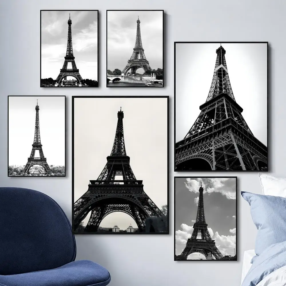 Fashion MODERN Eiffel Towe Poster Decorative Wall Art Stickers Mural For Home Living Room Hallway Decor Gift