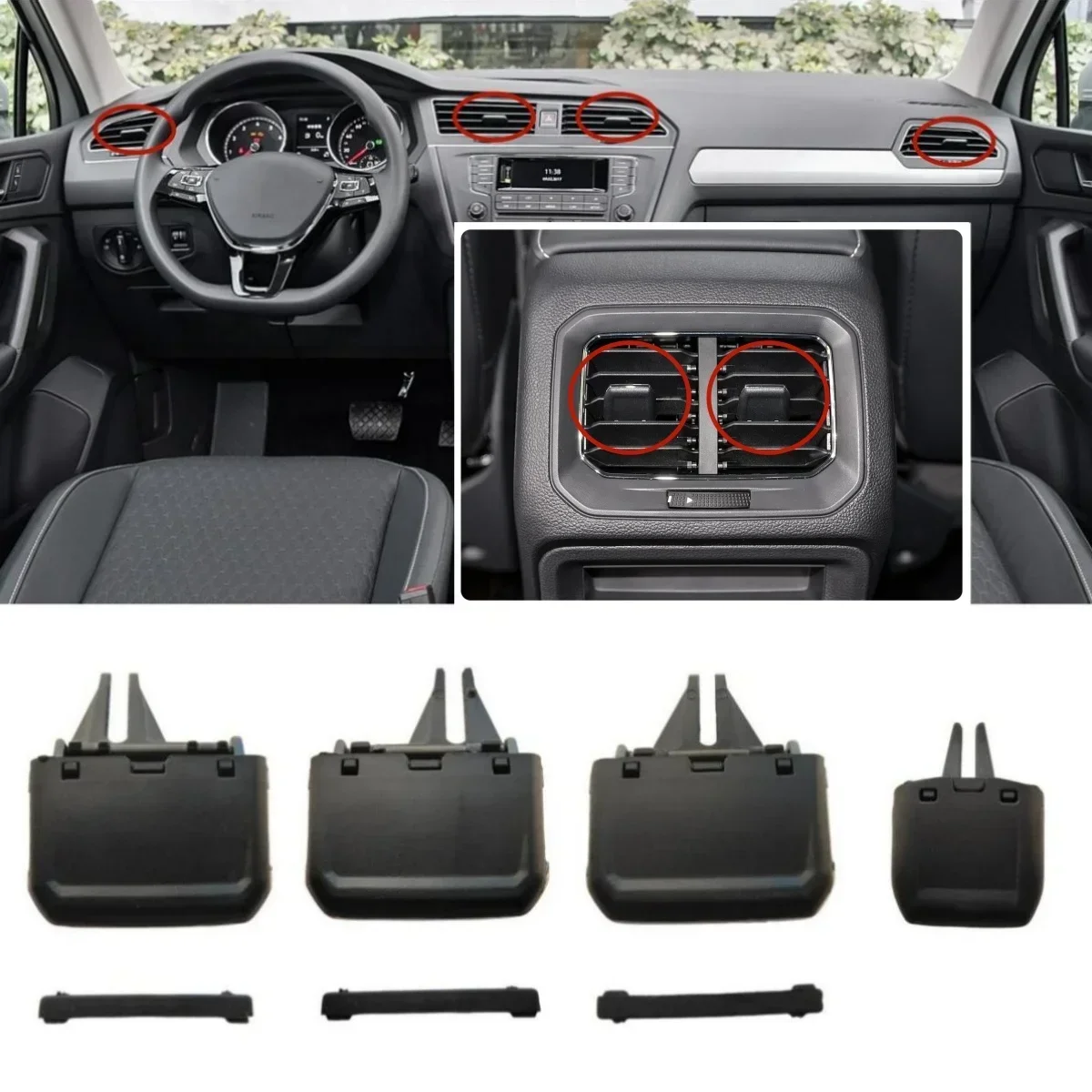 1/2/4/6PCS For VW Tiguan AD 2 MK2 Rline 2017 2018 2019 2020 2021 2022 AC Air Outlet Vent Slide Adjust Clip Grill Pick Repair Kit