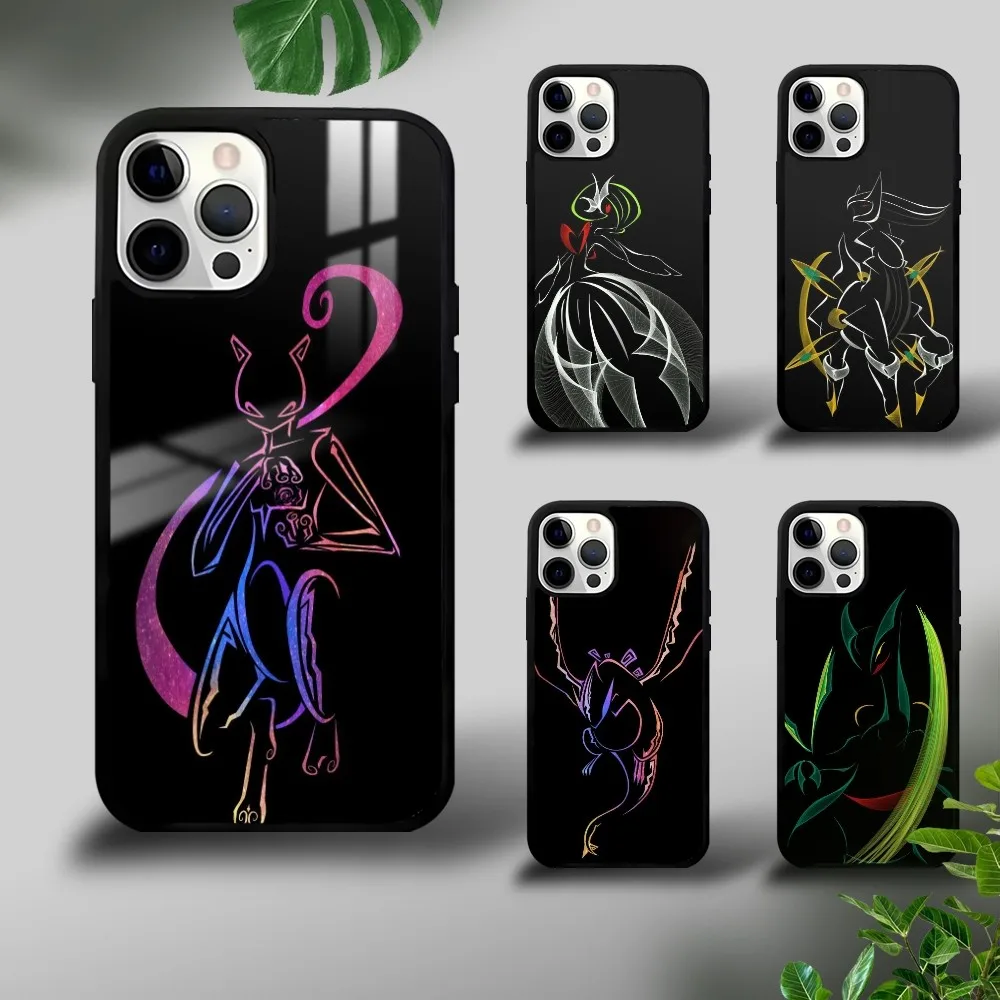 Mewtwo Silhouette Art Phone Case For iPhone 16 15 14 13 12 11 Pro Xs Max Mini Plus Celulares Hard Funda