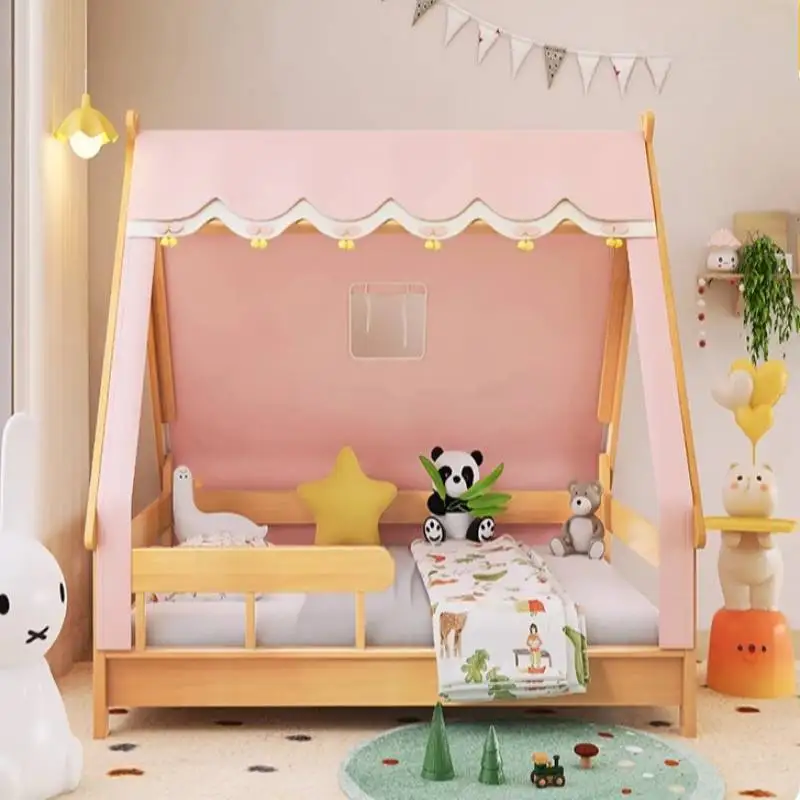 سرير أطفال بسيط بمظلة بسيط فاخر أوروبي سرير أطفال خشبي مخصص تصميم فردي حديث Lettino Per Bambini أثاث منزلي #3