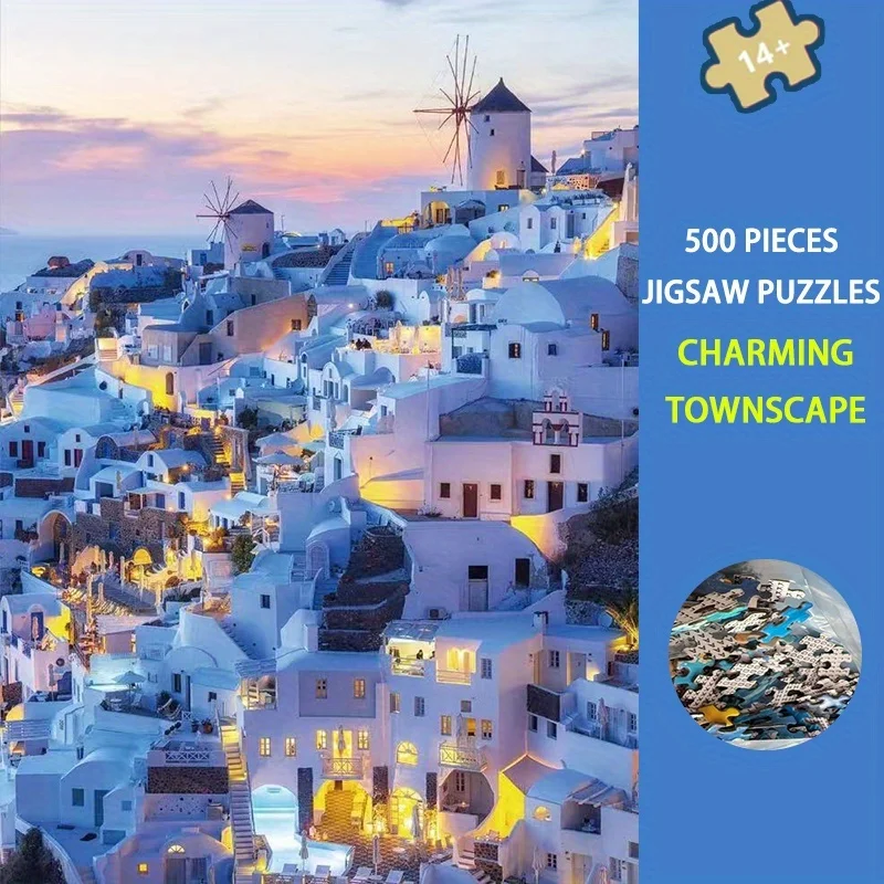 Puzzle da 500 pezzi con paesaggio urbano affascinante, regalo di Natale per adulti, tavola da 20,5x15 pollici, idea di puzzle popolare