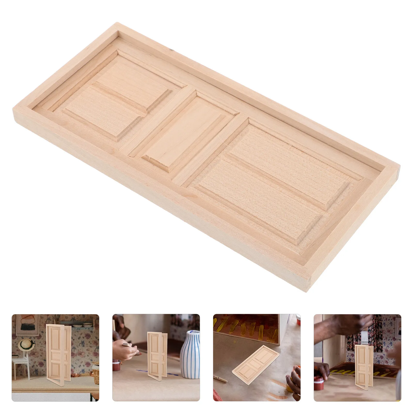 

Miniature Wooden Dollhouse Door Unfinished Openable Design for DIY Craft Fairy Garden Decoration Accessory Enhancing Realistic