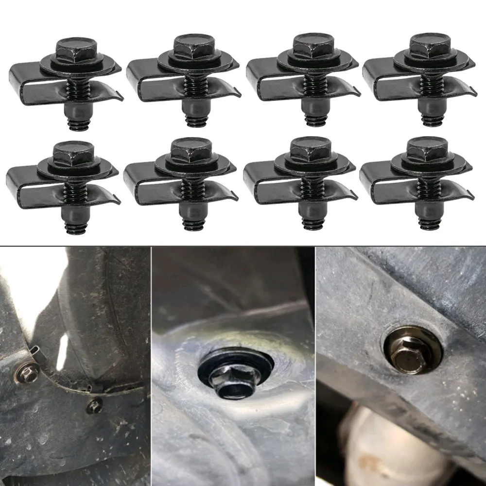 1 Set Car Body Bolts & U-nut Clips M6 Engine Cover Undertray Splash Shield Guard Bumper Liner Retainer Fastener Rivet Screws