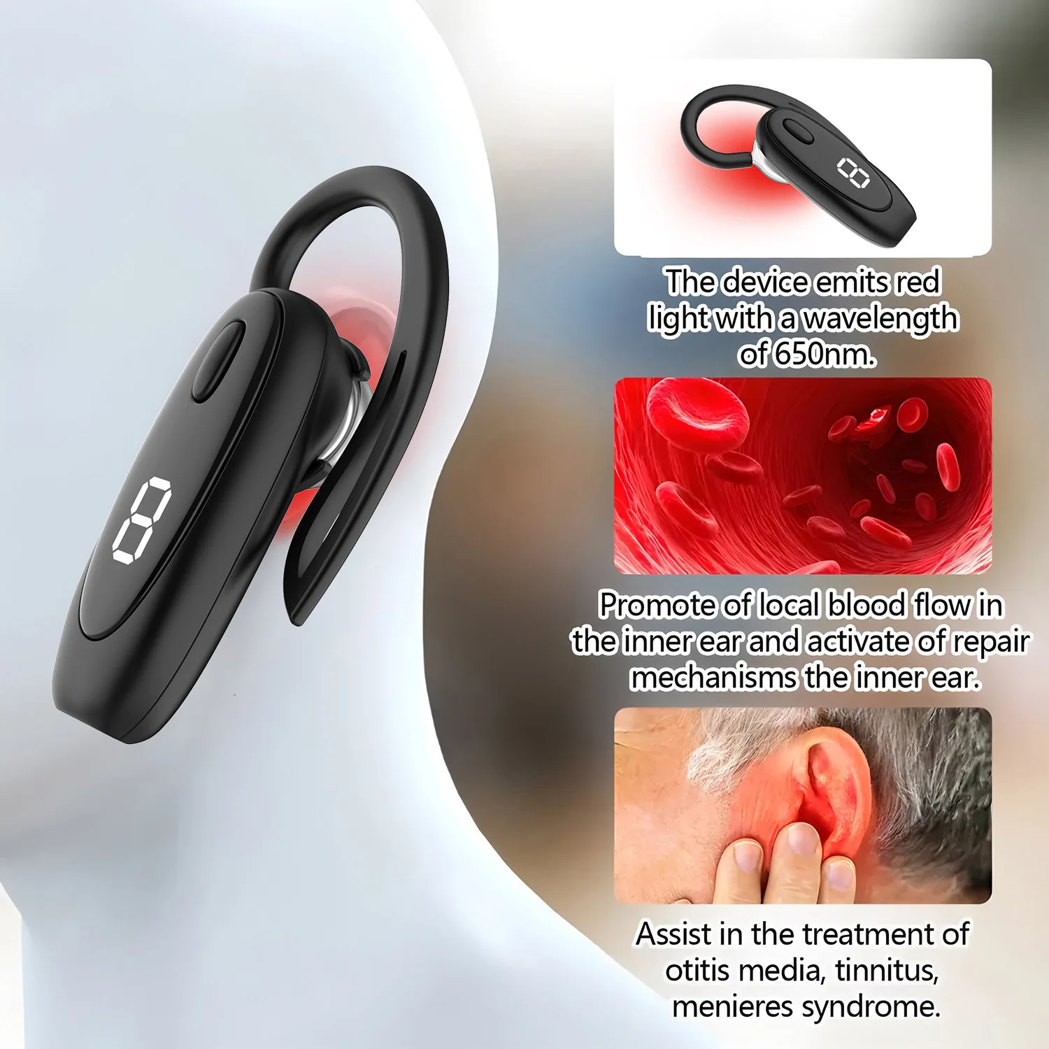 

Portable Smart Tinnitus Ear Laser Therapy 650nm Laser Earplugs Otitis Media Deafness Nose Rhinitis