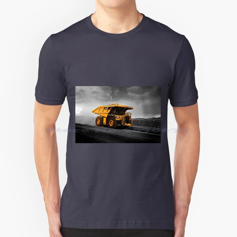 Dumper Cat T Shirt 100% Cotton Tee Dumper Camion Construction Hardwork Goldmine Dump Truck Road Work