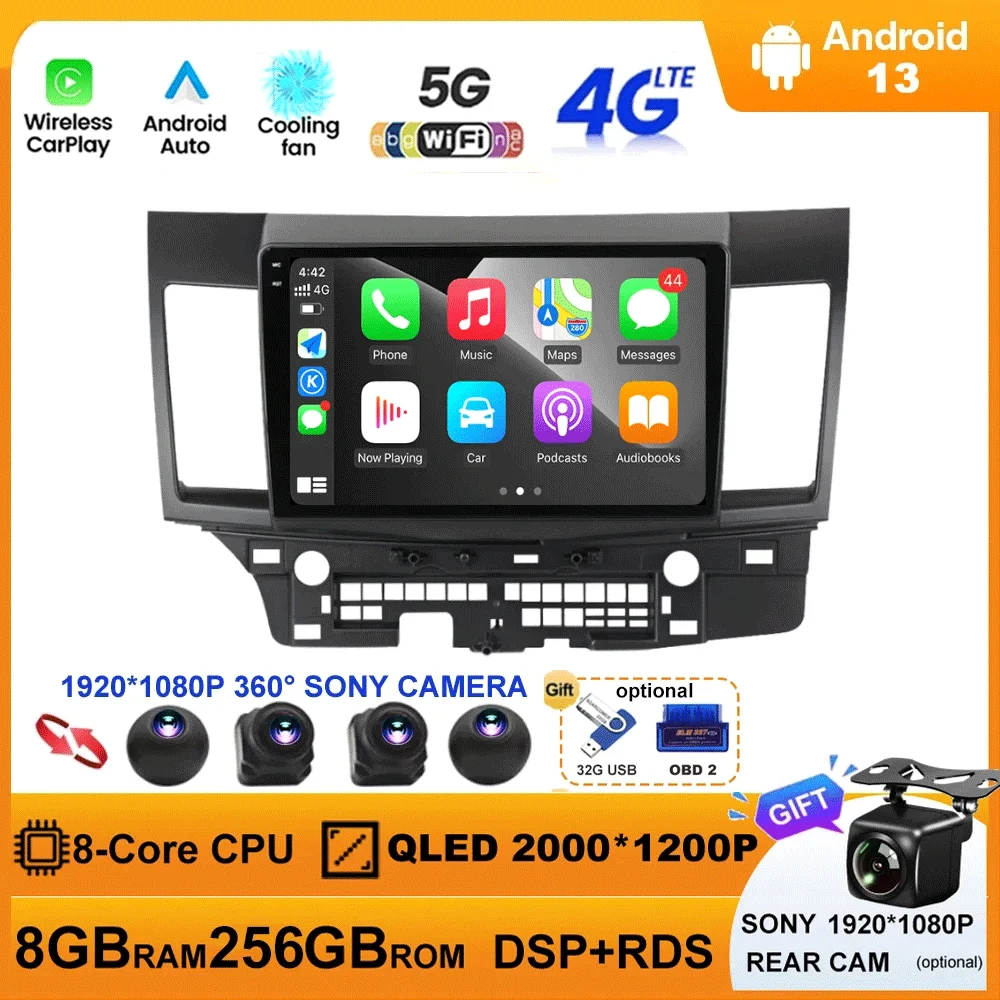 

Android 13 For Mitsubishi Lancer 2007-2012 Car Radio Stereo DSP QLED Multimedia Player GPS Navigation BT WIFI 2 Din 5G WIFI