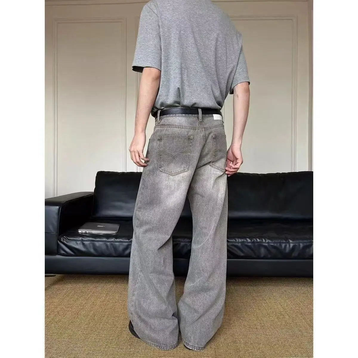 

Мужские джинсы Adient Color в уличном стиле, модные, в гонконгском стиле, с высокой талией, из смеси хлопка и полиэстера, универсальные, на все времена года