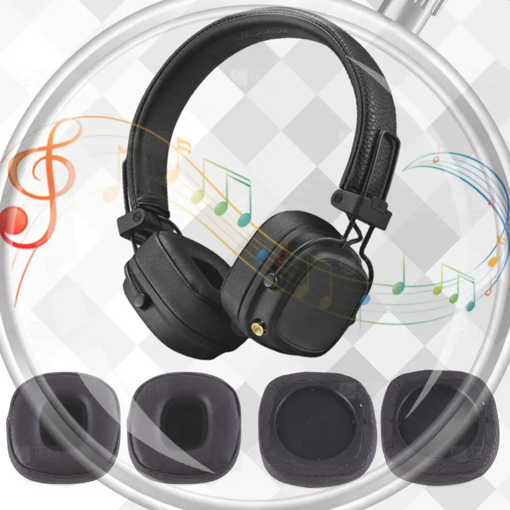 1 Pair Replacement Foam Ear Pads Protein Leather Headphones Ear Cushions Ear Cups Cover Repair Parts for Marshall Major 4